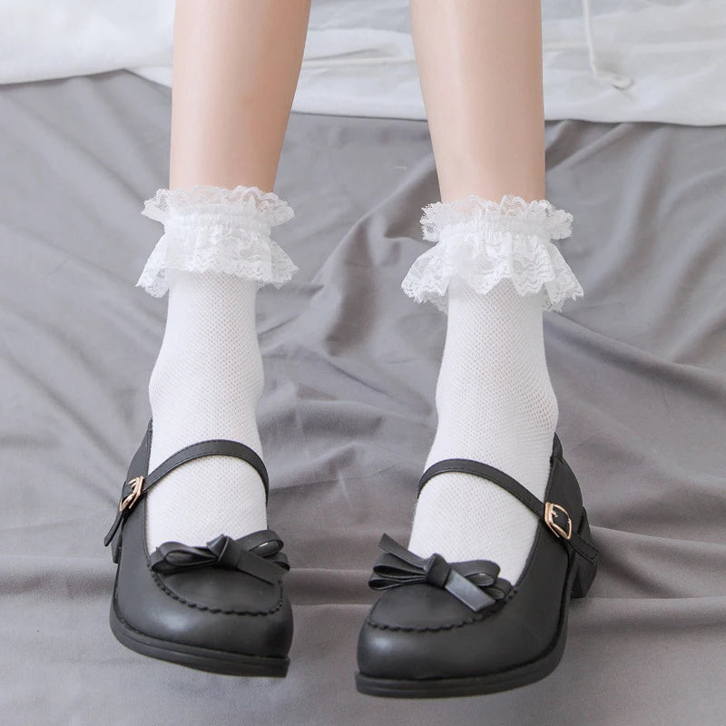 White Lolita socks, simple and adorable for cutecore, kawaii, and DDLG-inspired fashion