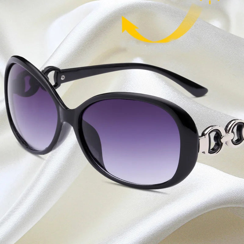 Black frame Slavic Diva Shades with purple lenses, luxe vintage eyewear for boss babes and alt baddies