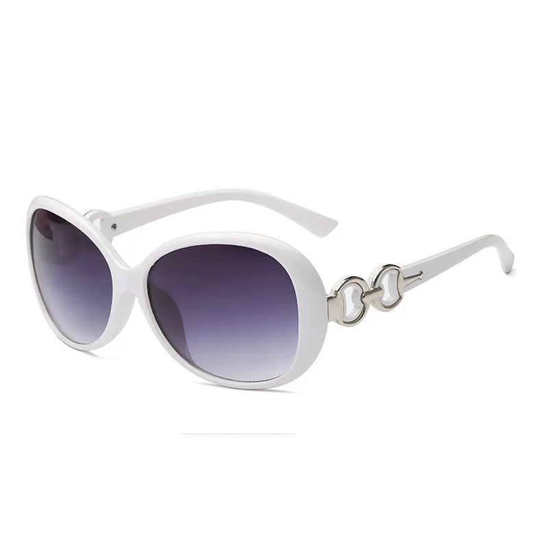 White frame Slavic Diva Shades, purple lenses with chic vintage oval design for trendy kawaii babes