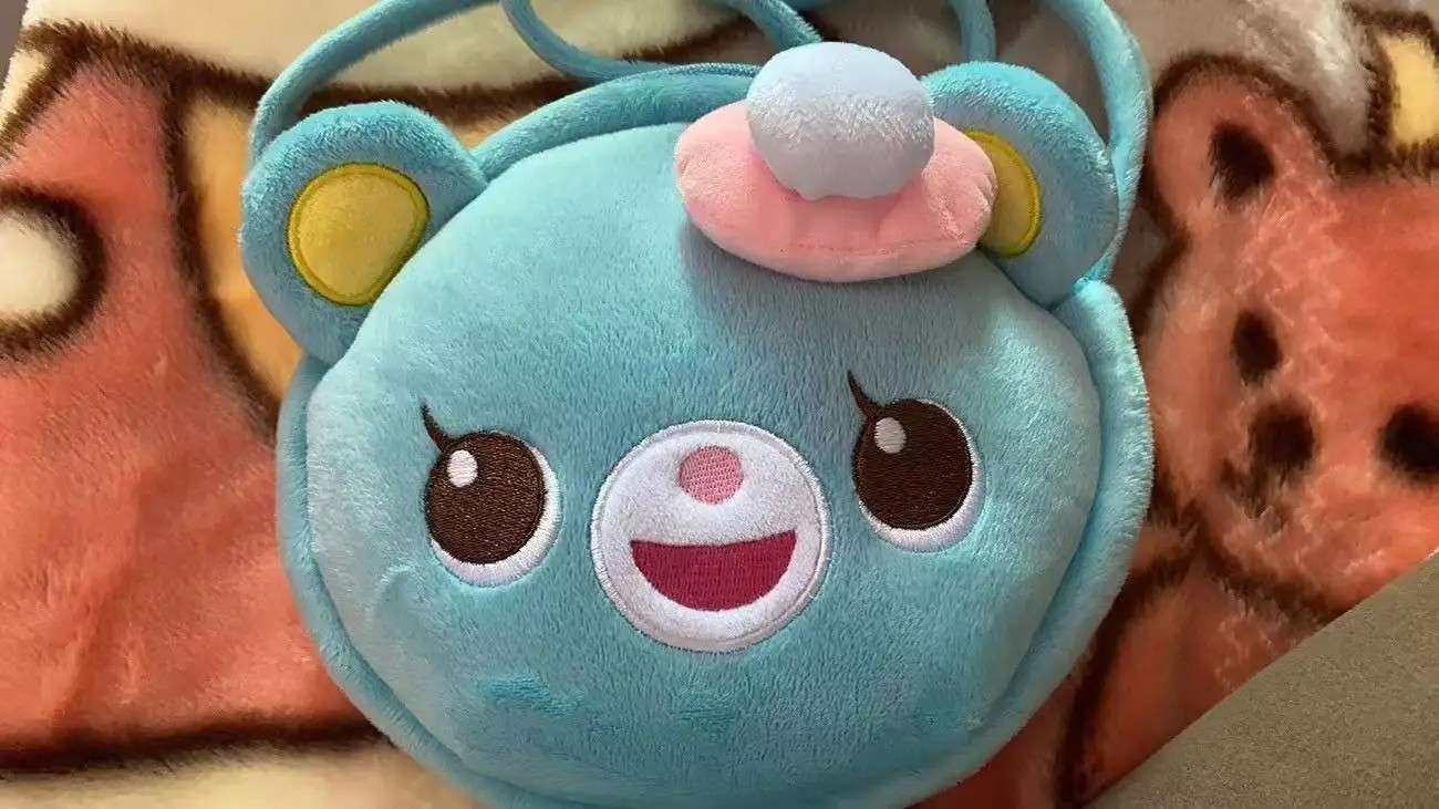 Soft blue Kawaii Colorburst Plush Bear Backpack, plush bag for pastelcore, DDLG, and kawaii fashion lovers