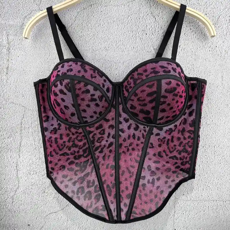Soft girl bustier top with corset lift and leopard print energy for DDLG, dollcore, and baddie style