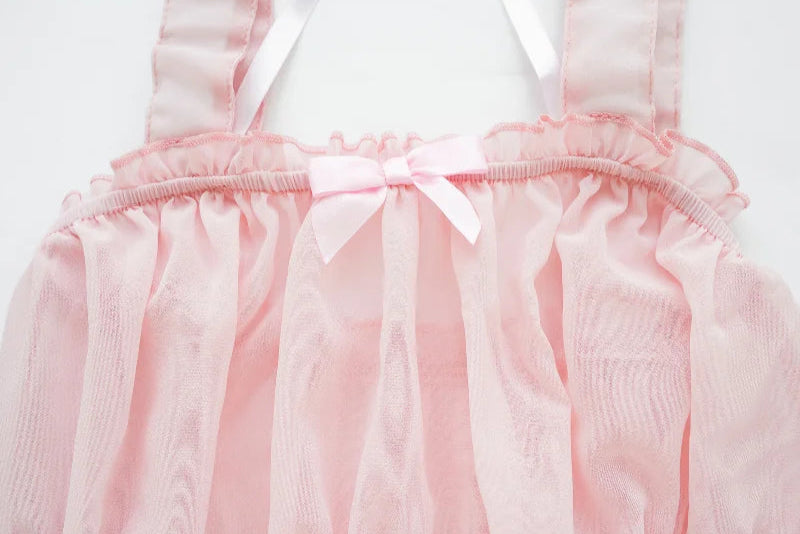 Soft pastel rose kawaii sleepwear dress, breathable and comfy, perfect for cutecore and playful lounging