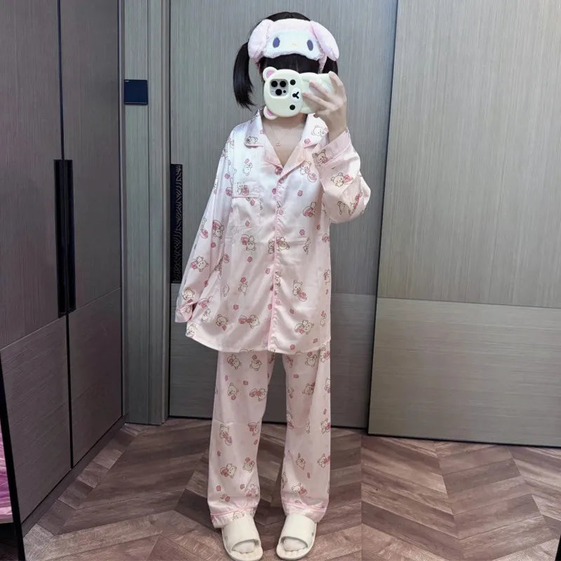 Soft pink cuddle bear sleepwear with matching top and shorts, breathable fabric for ABDL and little space comfort