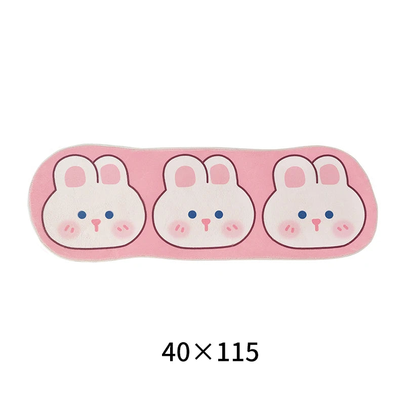 Soft pink kawaii cartoon rug with cute aesthetic