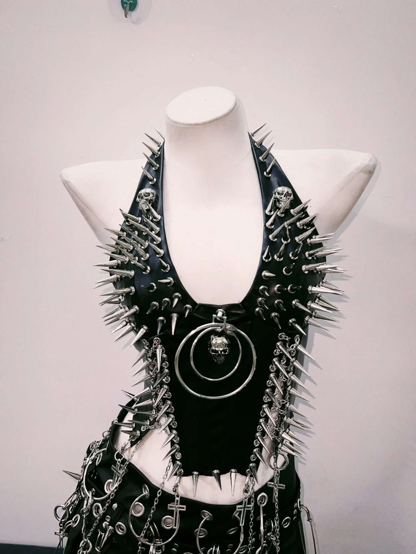 Metallic silver Spiked Queen Bustier, gothic punk baddie ddlg statement piece