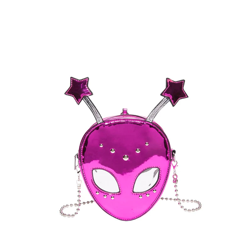Pink alien abduction crossbody with 3D alien face, kawaii ABDL girly aesthetic ππ