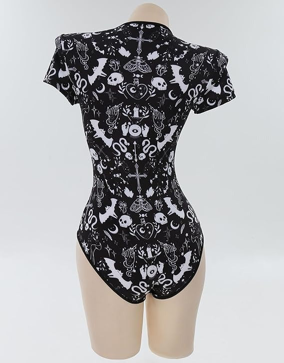 Back view of Spooky Season Onesie, cozy cutecore and kawaii style, ABDL & DDLG approved, playful spooky Halloween outfit