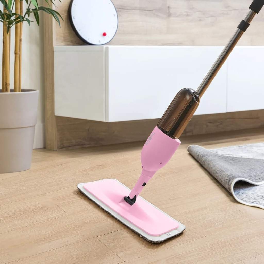 Spray It, Slay It pink mop cleaning set with reusable heads and sleek baddie style