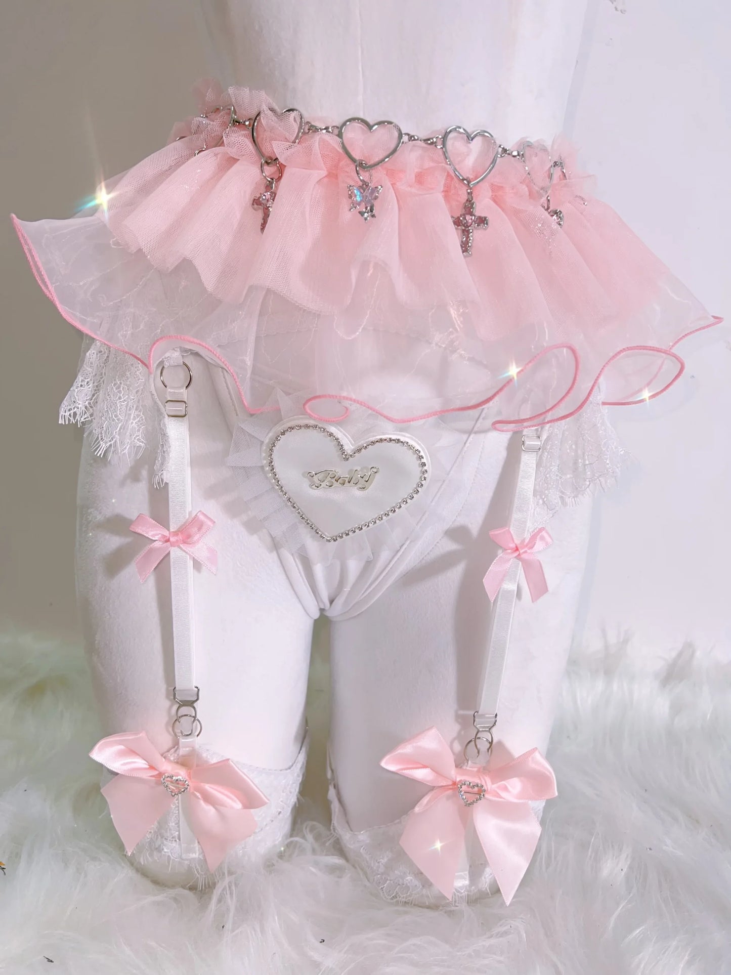 Complete Sugar Baby lingerie set in soft pink with wireless bralette and cheeky panties, cute kawaii vibes