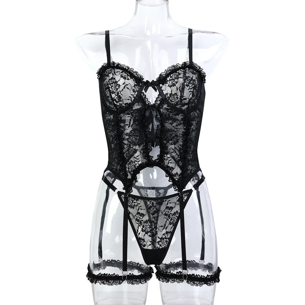 black Sugar Cream Doll lingerie set with sexy, soft mesh and lace, playful submissive style