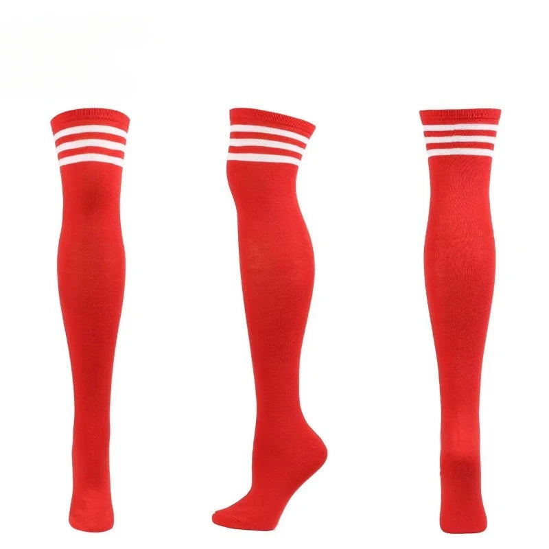 Bold red and white striped thigh-high socks for sexy DDLG and babycore fashion