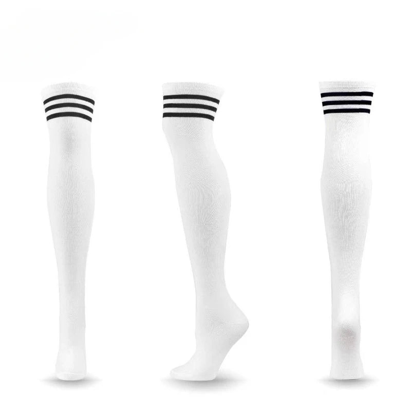 Fresh white and blue striped thigh-high stockings for pastelcore and babycore outfits