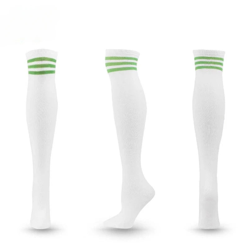 Sweet white and green striped thigh-high socks for kawaii DDLG and pastel baddie style