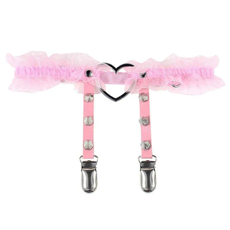 Pink Sugar Edge Frill Garter for DDLG ABDL kawaii fashion, playful lace and frilly design