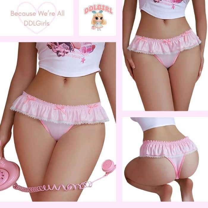Sugarplum Fairy Satin Ruffle Duo with soft satin finish, perfect for kawaii baddie and dollcore vibes