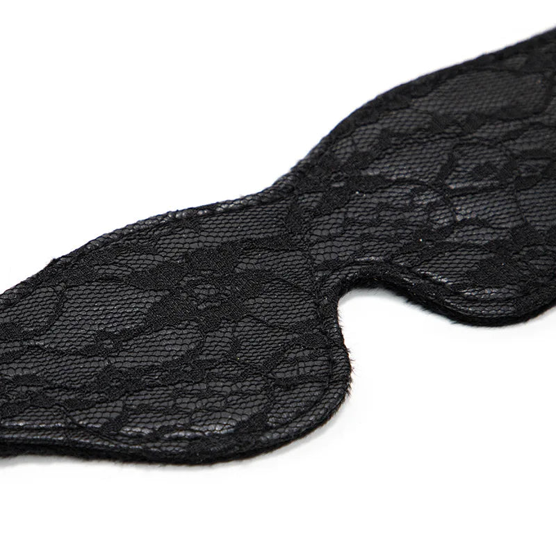 Close-up of Tease Me Fantasy Lace Blindfold in black, soft lace, flirty cutebaddie, DDLG roleplay accessory, 25.5β―cm length, 10 inch