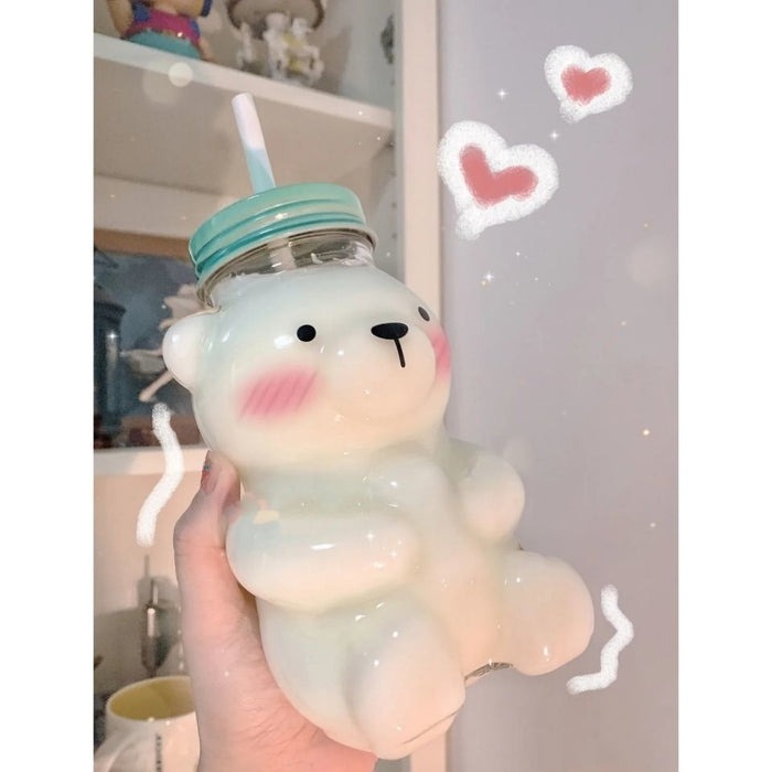 Teddy Bear Pastel Sip Bottle for cute and girly aesthetic hydration