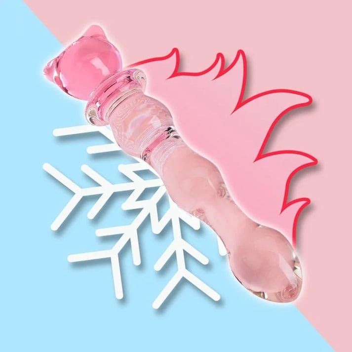 Clear glass toy with delicate beads and a bear tip, designed for softcore stimulation and dreamy display.
