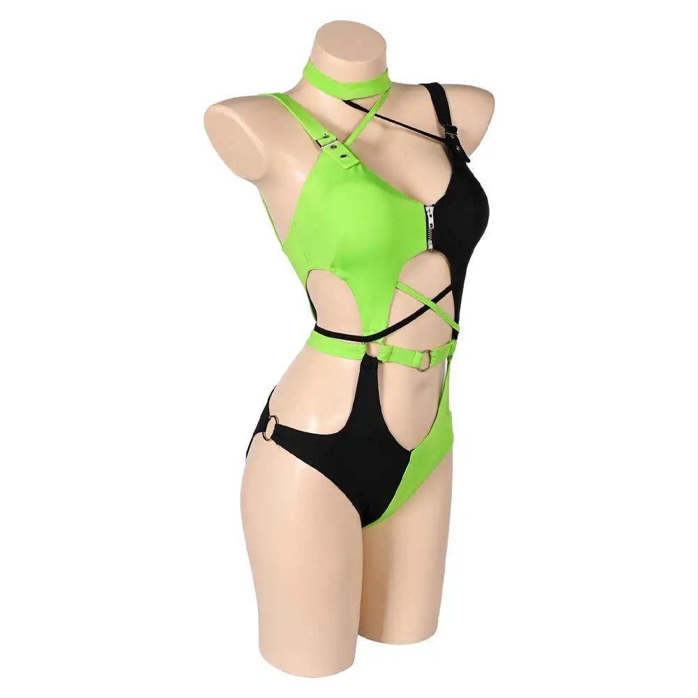 Toxic Glow Baddie Set glossy bodysuit, bold DDLG/ABDL kawaii cutecore and baddie fashion