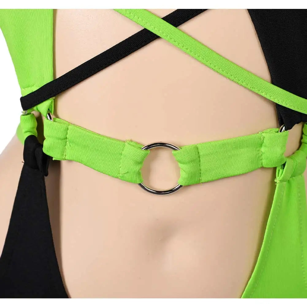Toxic Glow Baddie Set with strappy details, DDLG/ABDL cutecore kawaii villain-core look