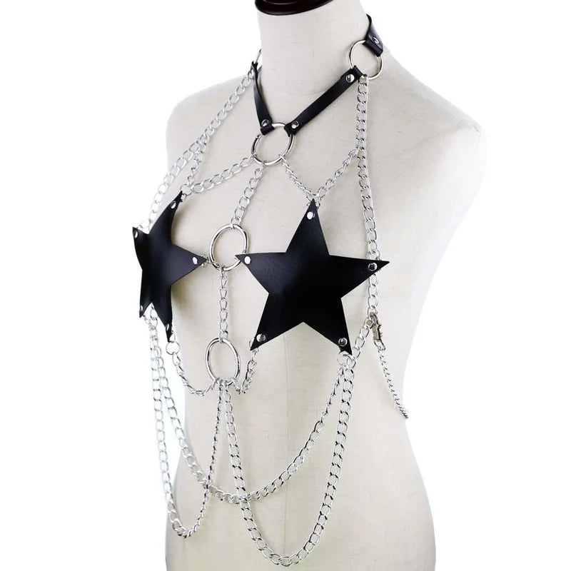 Black Y2K Triple O Starship Chain, flirty DDLG and kawaii fashion piece with cosmic aesthetic