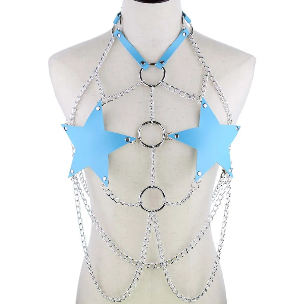 Light blue Triple O Starship Chain for ABDL and kawaii outfits, playful, flirty, and sparkling