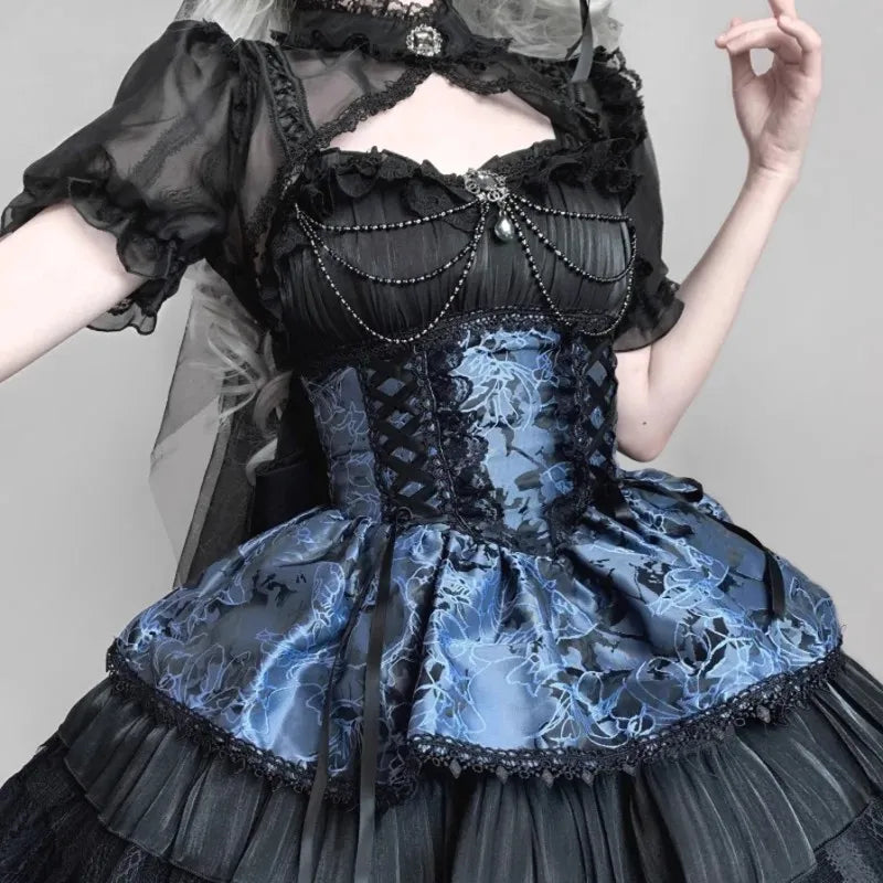 Victorian Lolita Dress Gothic Noir Elegance, refined dramatic flair, cosplay & gothic party ready