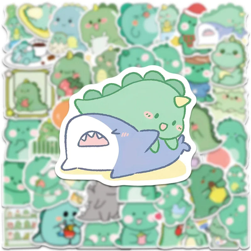 waterproof dino stickers kawaii cutie pack 10 pieces durable stickers for decorating tech and notebooks