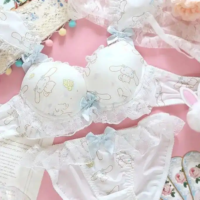 White kawaii DDLG ABDL lingerie set with soft feminine style