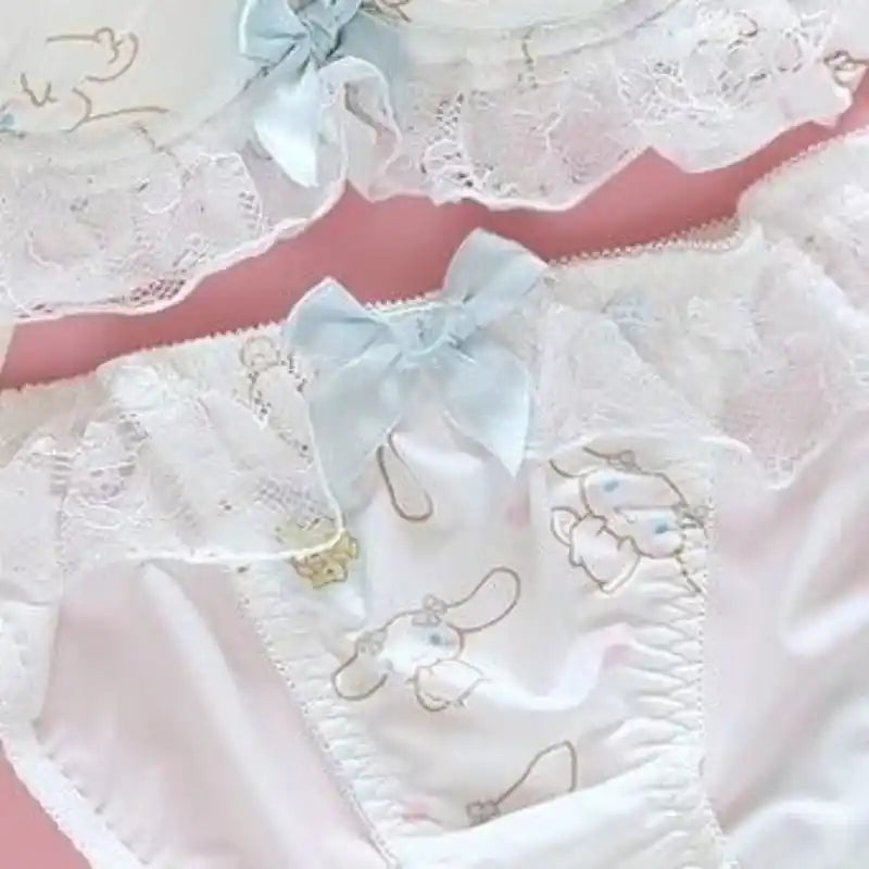 White kawaii ABDL DDLG panties with lace and bow detail