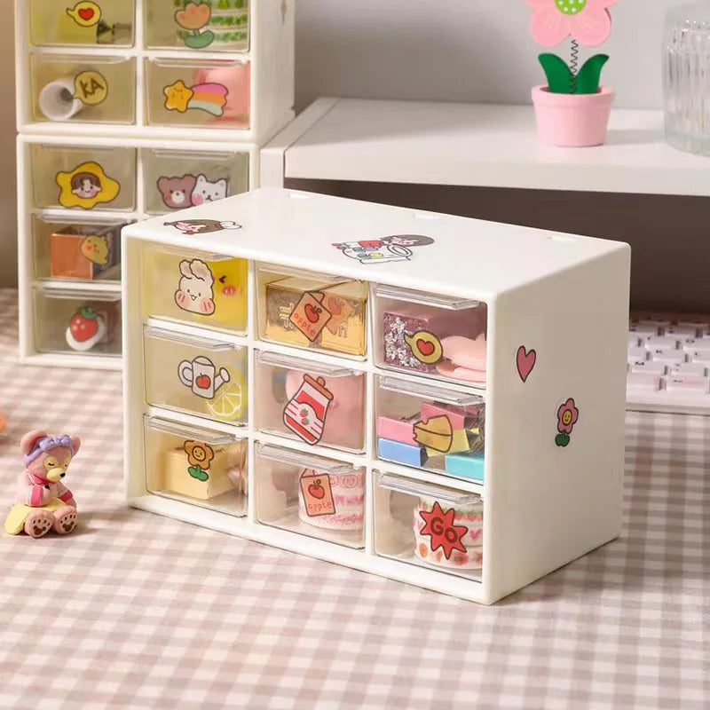 White kawaii desk organizer decorated with cute stickers, perfect for ABDL little space decor π
