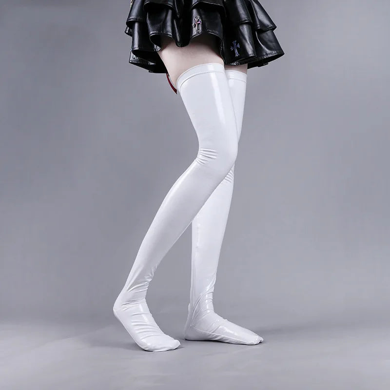 simple white latex paws stockings designed for kawaii cosplay and DDLG ABDL petplay style