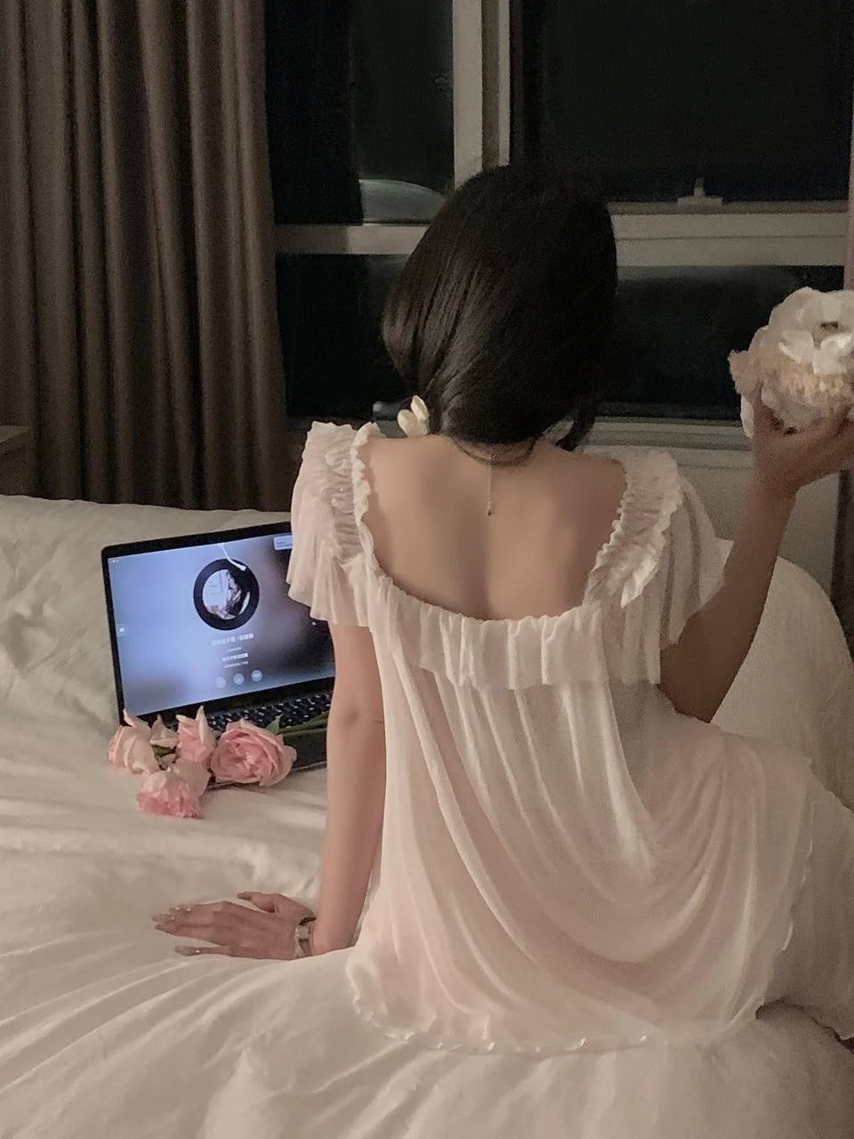 White Lullaby Pajama Set featuring frilled top and shorts, kawaii DDLG and babycore sleepwear style