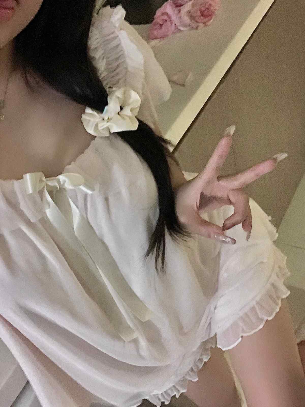 White Lullaby Pajama Set with gentle frill trim, cute ABDL and soft girl pajama set for cozy nights