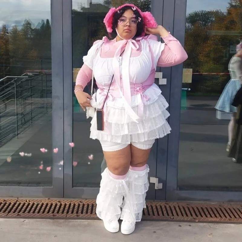 White Princess Puff Ruffle Mini Skirt with fluffy layers for soft girl fashion