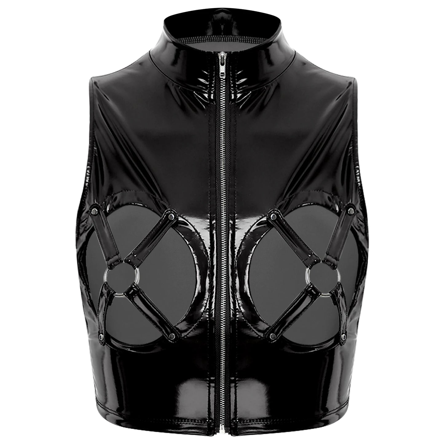 Xposé black latex crop top serving sexy kawaii cutecore vibes and flirty DDLG doll fashion