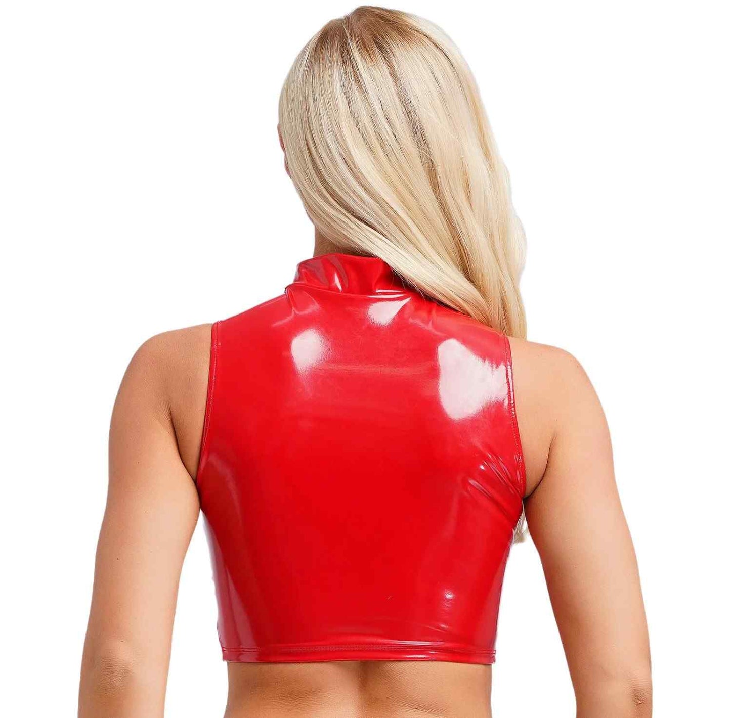 Flirty red latex crop top for kawaii cutecore and DDLG sexy doll energy