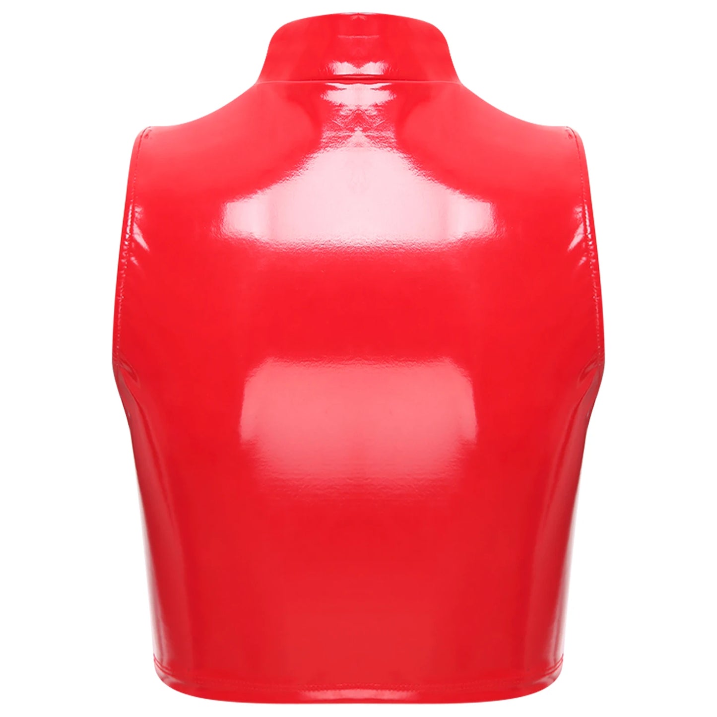 Sexy red latex crop top styled for kawaii cutecore & DDLG doll fashion