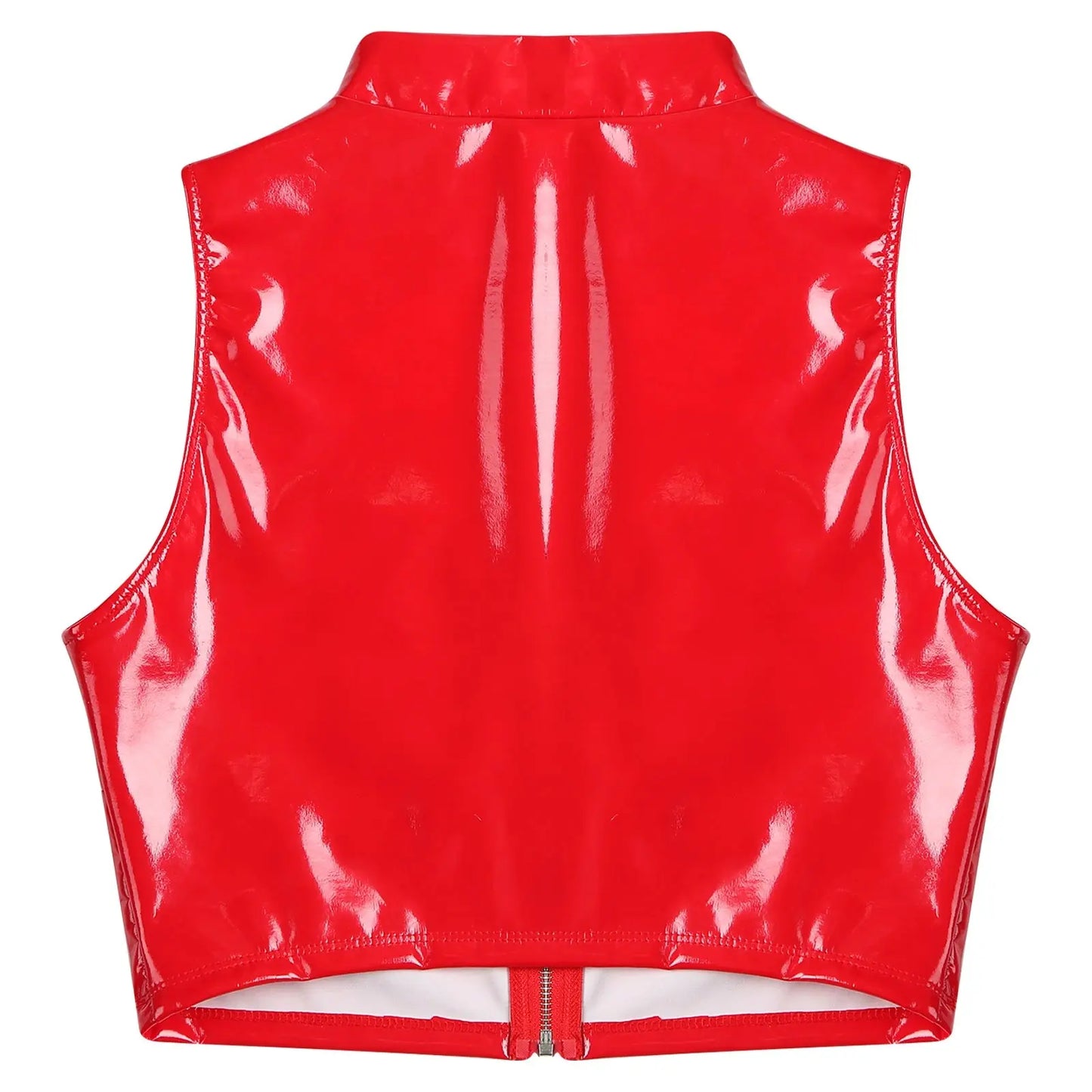 Red latex crop top with sexy kawaii cutecore style and flirty DDLG doll vibes