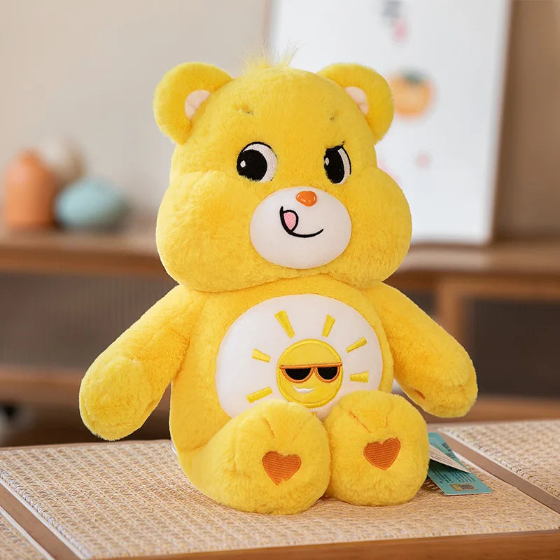 Yellow Rainbow Friends plush bear with playful licking lips expression and plush softness