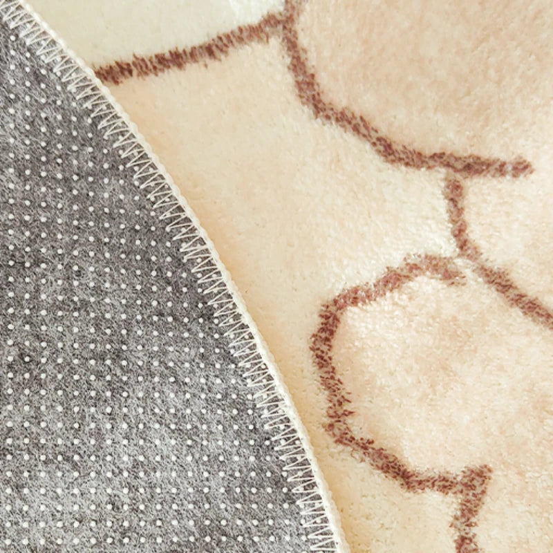 detailed view of pastel soft fabric and stitching on kawaii rug for cozy comfort