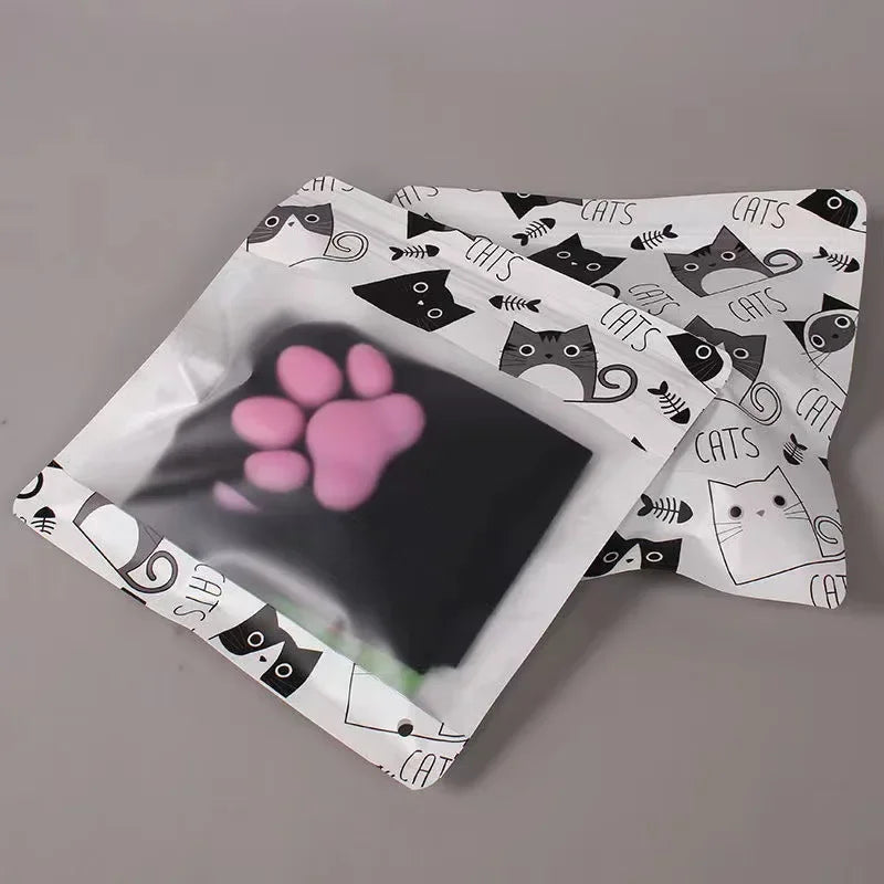 Black 3D pawprint pop stockings plush texture, perfect for kawaii DDLG ABDL and softcore pastelcore styles