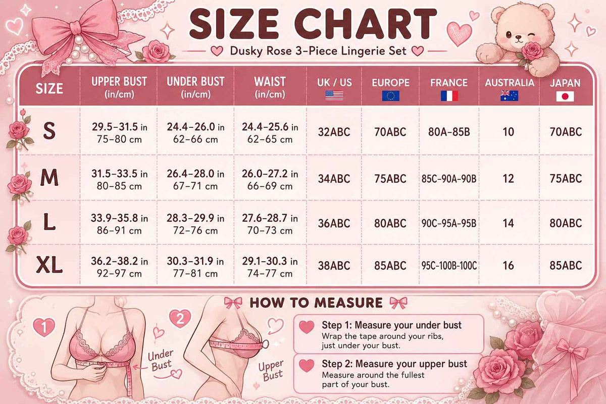 Dusky Rose 3-Piece Lingerie Set