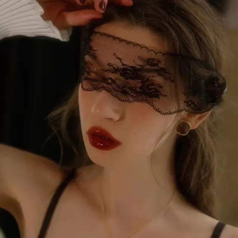 Cutecore Black Lace Blindfold, soft and playful accessory for kawaii and baddie vibes