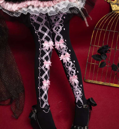 Porcelain Lace Bow Lolita Tights
