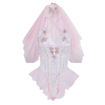 soft lightweight pastel pink babydoll lingerie bridal set, designed for abdl and ddlg cutecore lovers