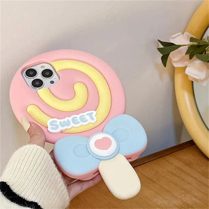 abdl ddlg candy phone case with 3d lollipop charm soft pastel cute phone cover