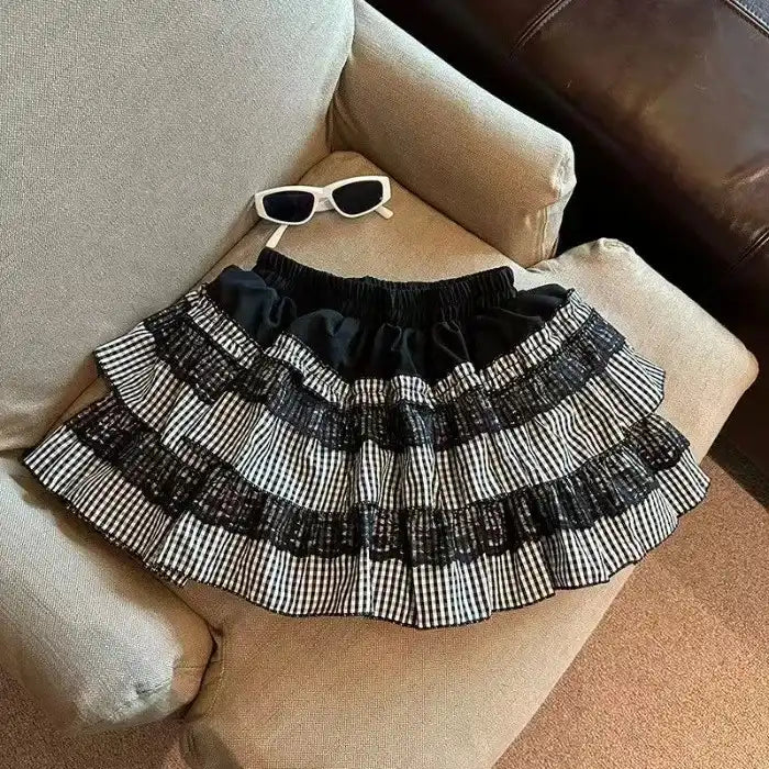 Lightweight plaid prairie skirt ideal for DDLG and ABDL kawaii style