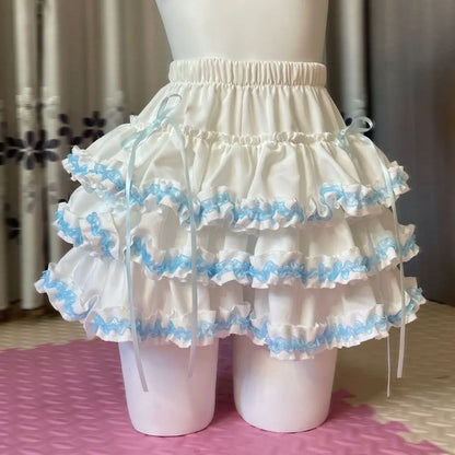 ABDL dessert core frill skirt with whipped cream inspired layers for kawaii, pastel, and soft girl outfits