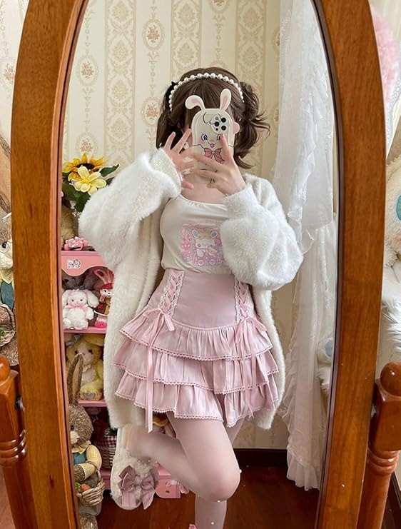 ABDL Lolita frilly corset skirt in pastel colors with ribbon accents for kawaii soft girl outfits